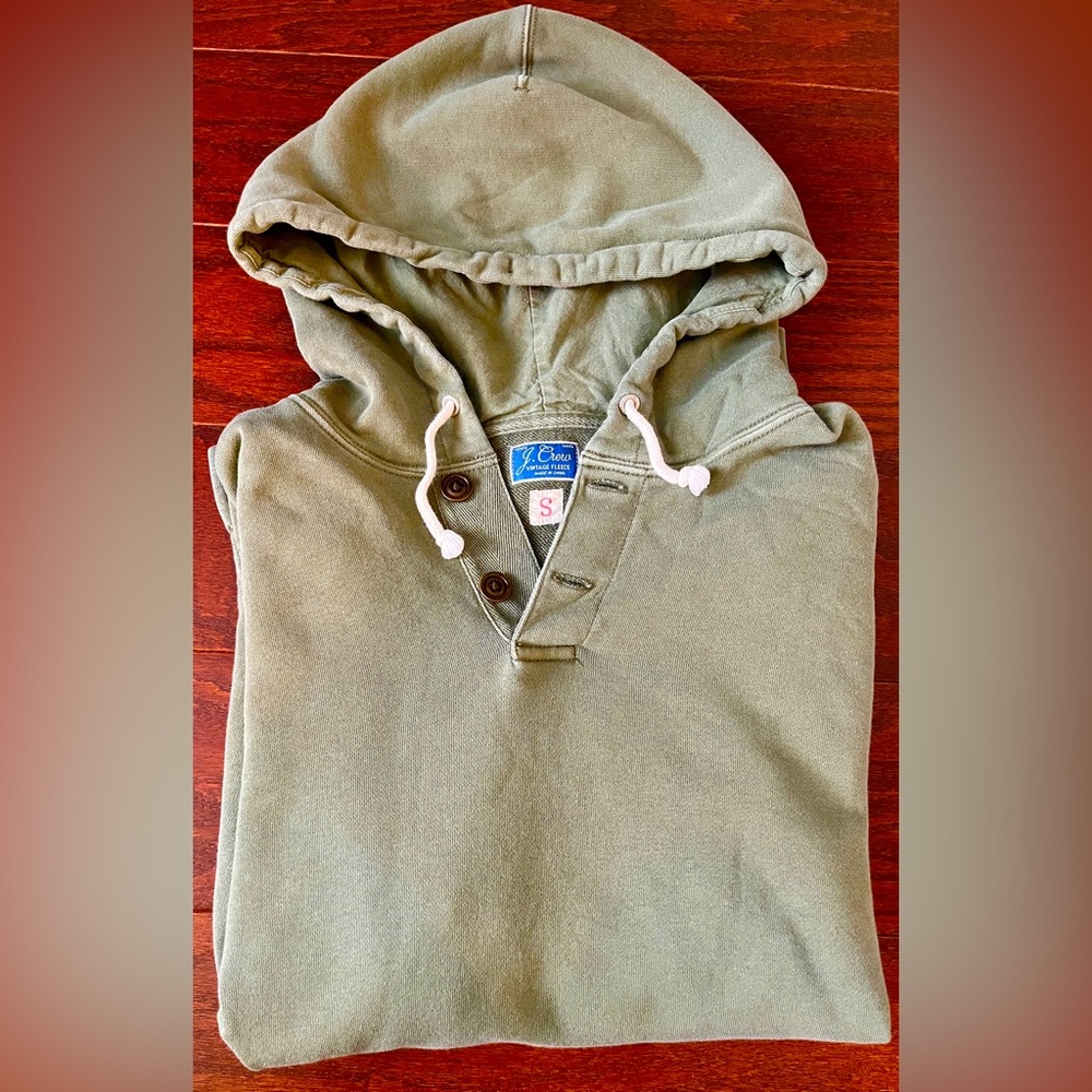 J. Crew Army Green Hooded Sweatshirt Size S